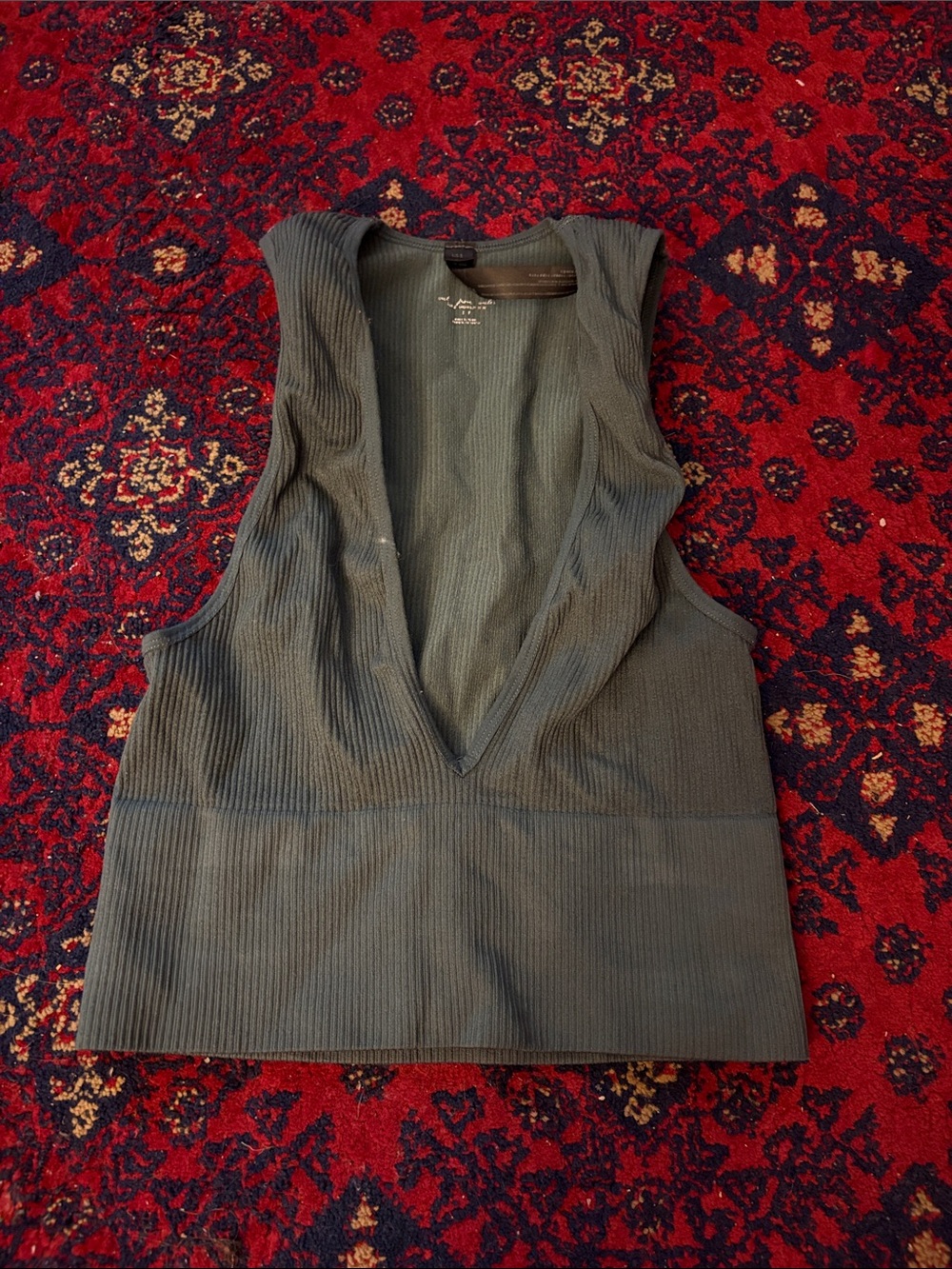 Urban Outfitters Deep V Ribbed Tank Top